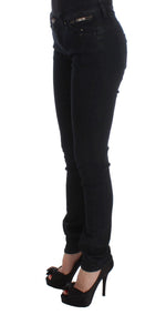 Costume National Sleek Slim Fit Designer Jeans in Classic Women's Black