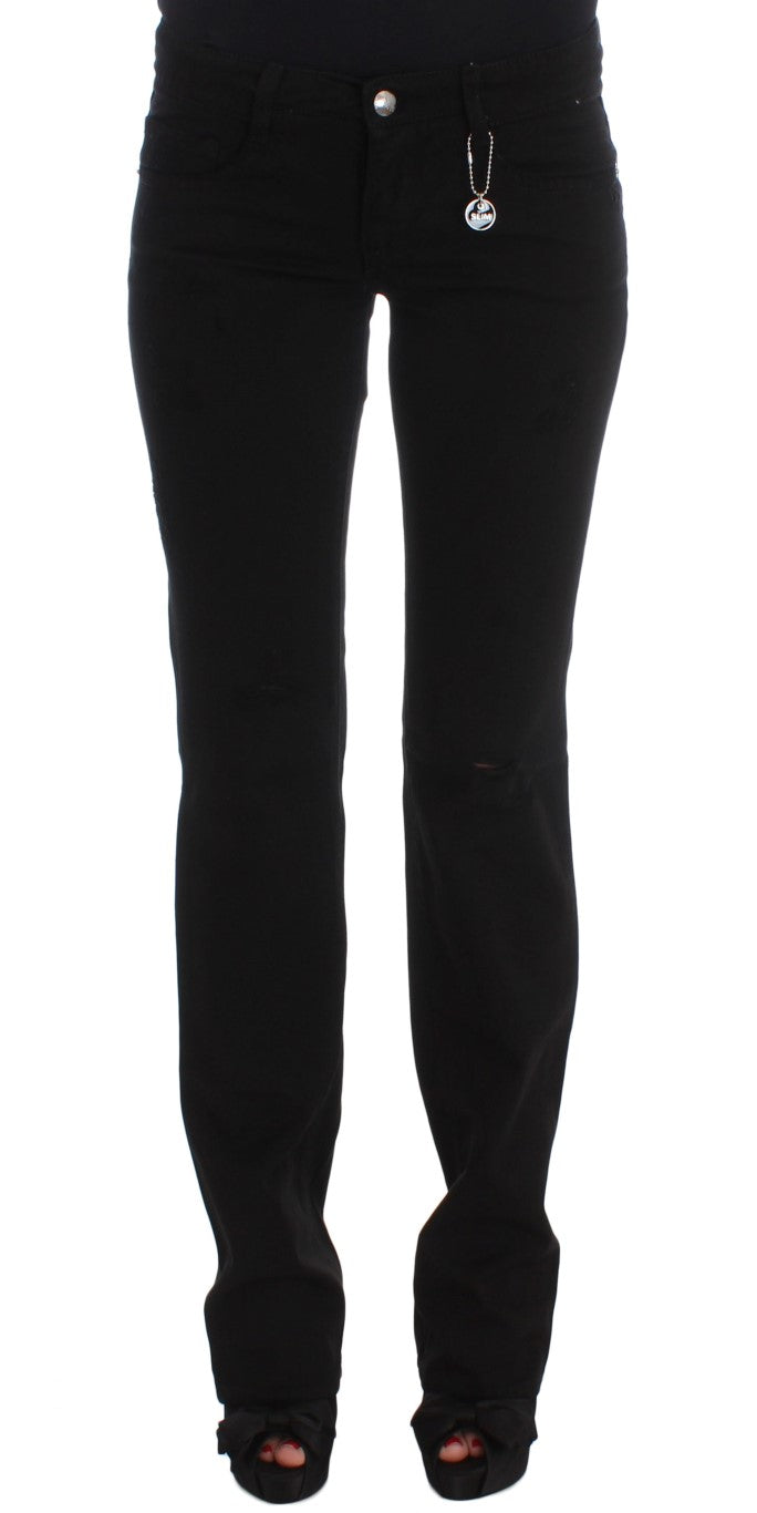 Costume National Chic Black Slim Fit Zippered Cotton Women's Jeans