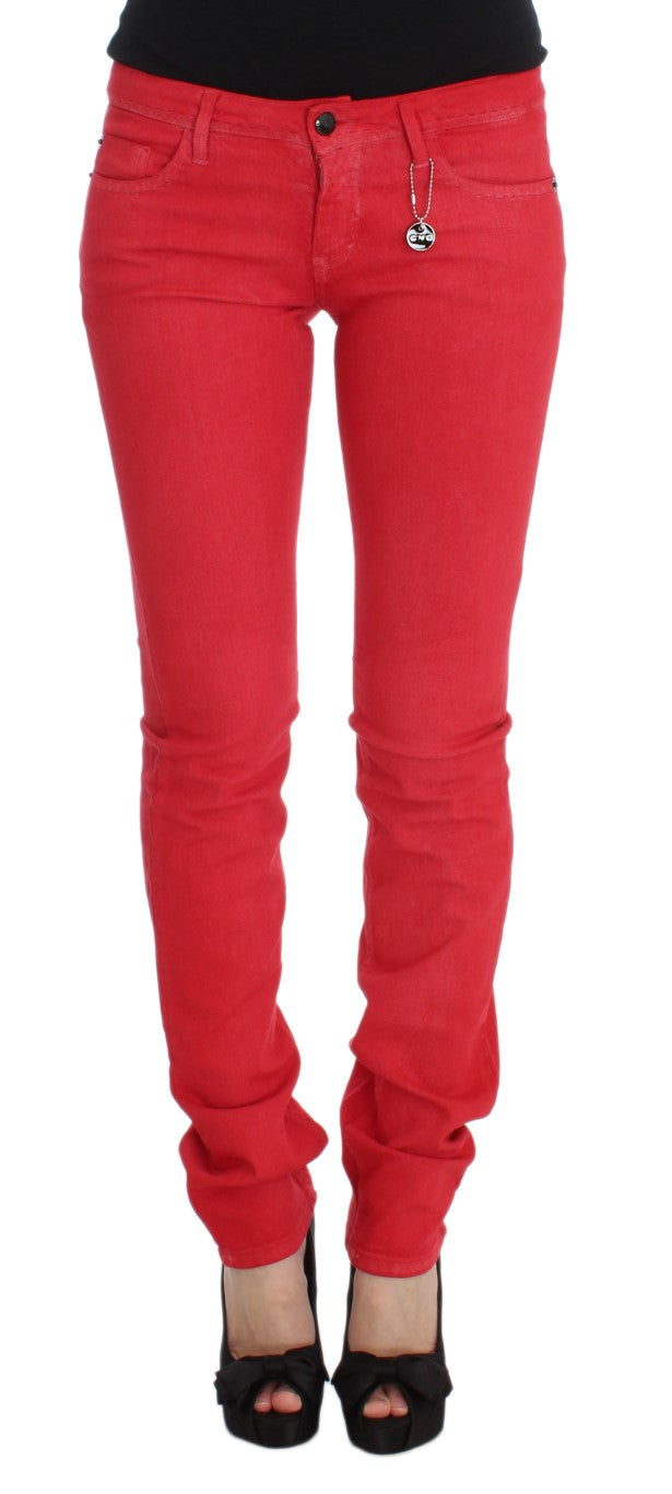 Costume National Chic Red Slim Fit Women's Jeans