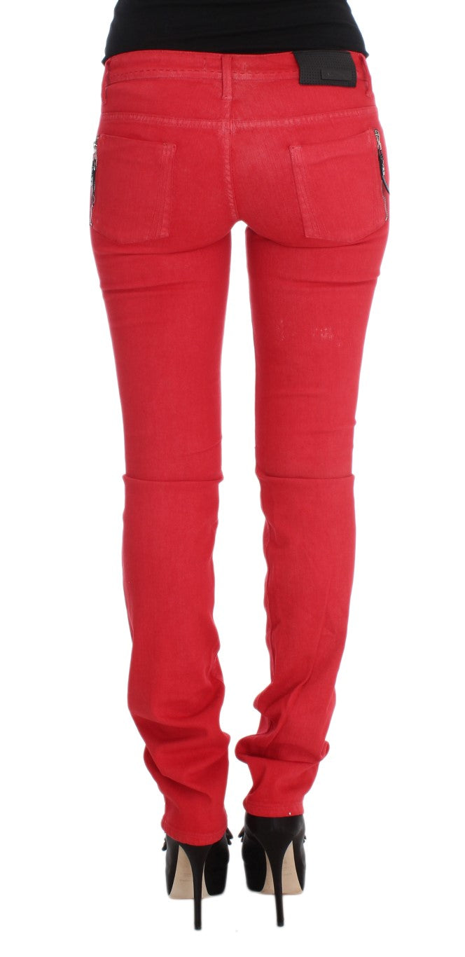 Costume National Chic Red Slim Fit Women's Jeans