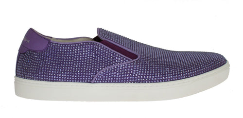 Dolce & Gabbana Elegant Purple Strass Fashion Men's Sneakers