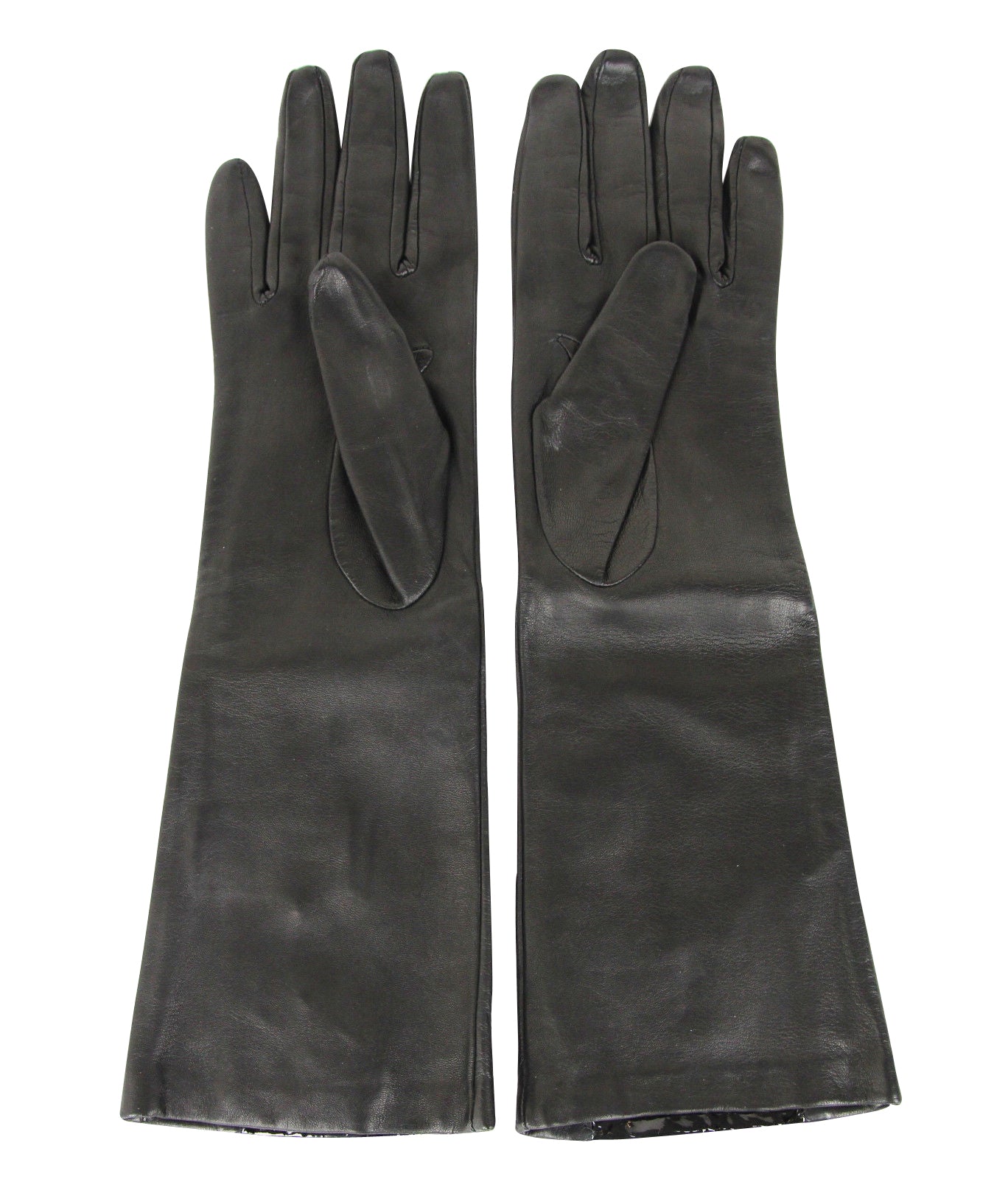 Bottega Veneta Women's Black Leather / Patent Leather Long Gloves (7)