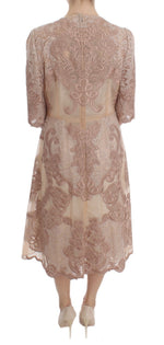 Dolce & Gabbana Elegant Pink Lace Embroidered Shift Women's Dress