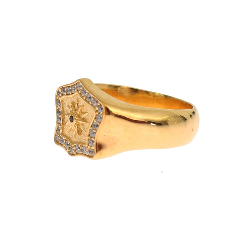 Nialaya Elegant Men's Gold Plated Silver Men's Ring