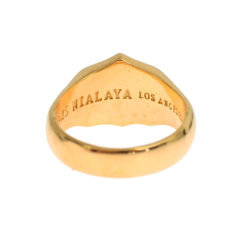 Nialaya Elegant Men's Gold Plated Silver Men's Ring