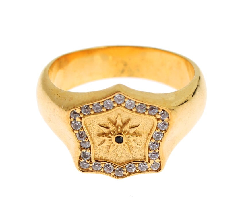 Nialaya Elegant Men's Gold Plated Silver Men's Ring