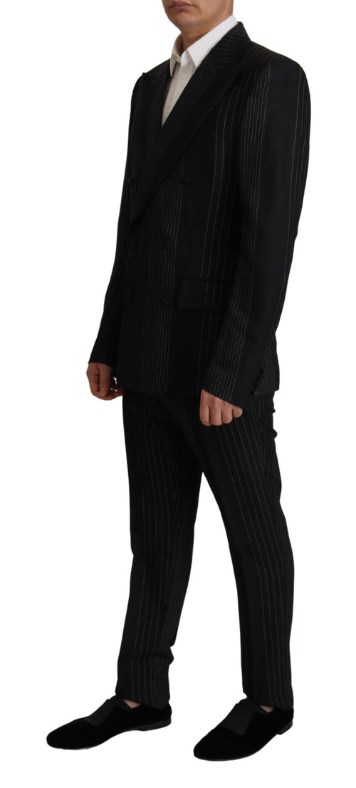 Dolce & Gabbana Elegant Black Striped Slim Fit Two-Piece Men's Suit