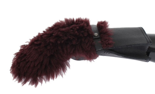 Dolce & Gabbana Black Leather Bordeaux Shearling Men's Gloves