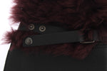 Dolce & Gabbana Black Leather Bordeaux Shearling Men's Gloves