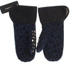 Dolce & Gabbana Chic Gray Wool & Shearling Gloves with Studded Men's Details