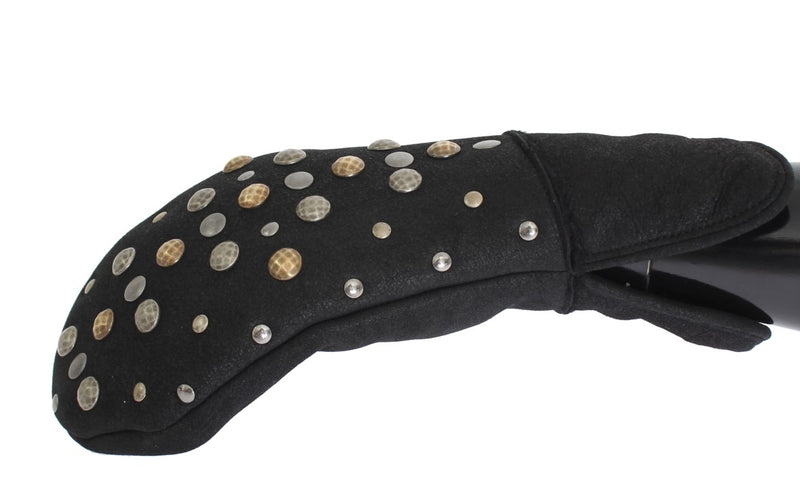 Dolce & Gabbana Elegant Studded Gray Wool Men's Gloves