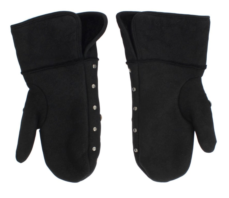 Dolce & Gabbana Elegant Studded Gray Wool Men's Gloves