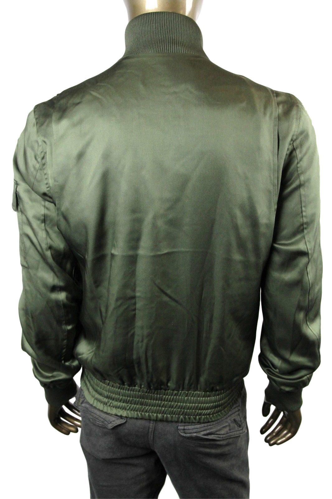 Gucci Men's Bomber Military Olive Green Silk Jacket