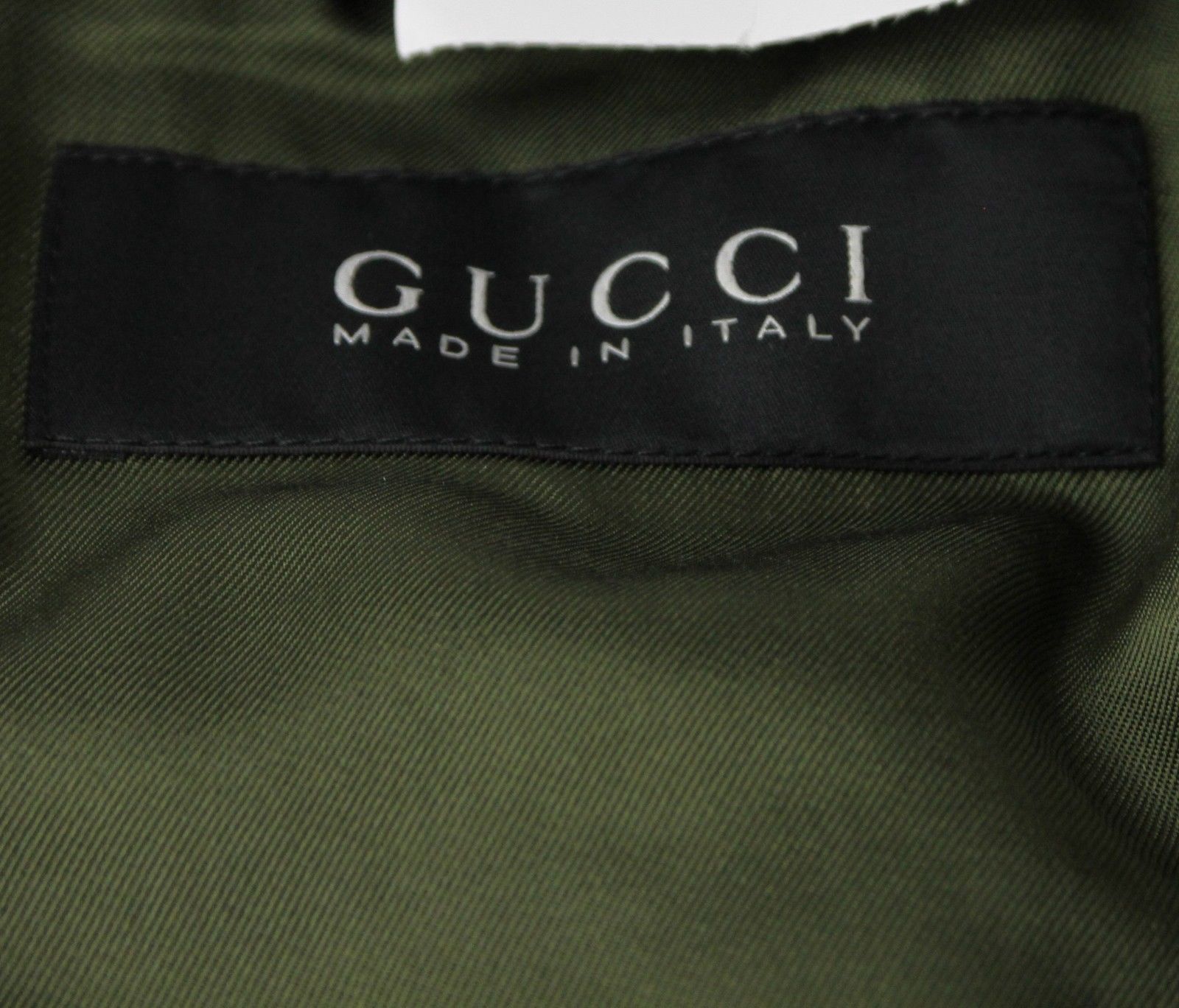 Gucci Men's Bomber Military Olive Green Silk Jacket