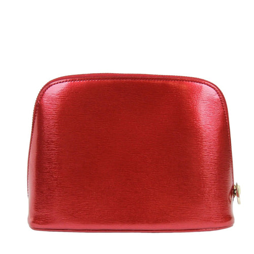 Gucci Women's Red Shiny Leather Cosmetic Case w/Interlocking G