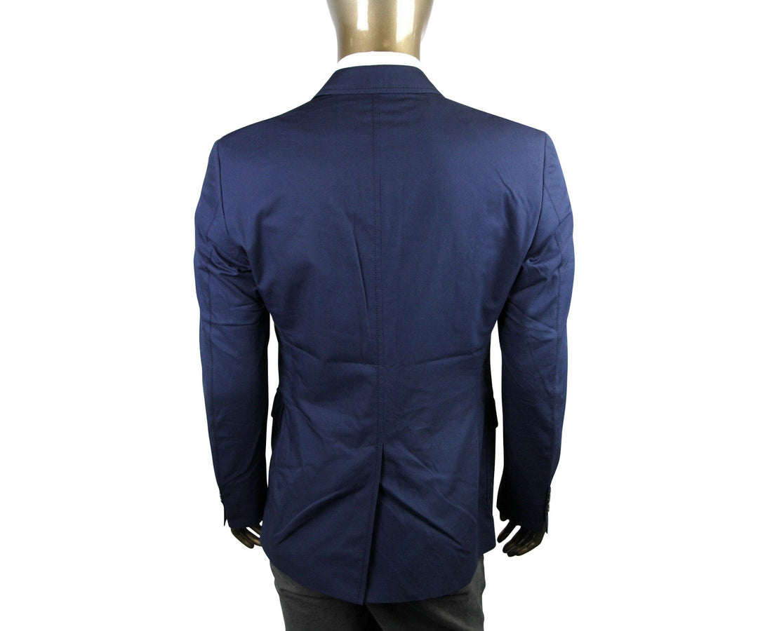 Gucci Men's Horsebit Lining Blue Cotton Two Button Blazer Jacket