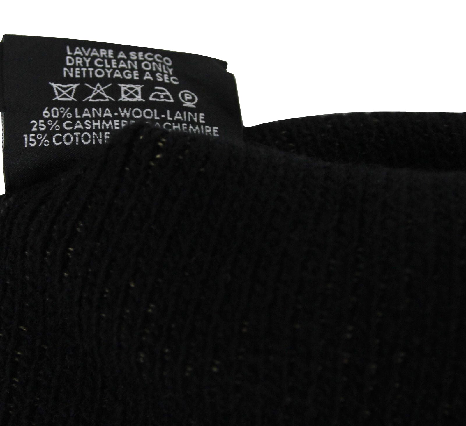 Gucci Unisex Black / Beige Wool Cashmere Cotton Knit Beanie Hat With Logo 352350 1079