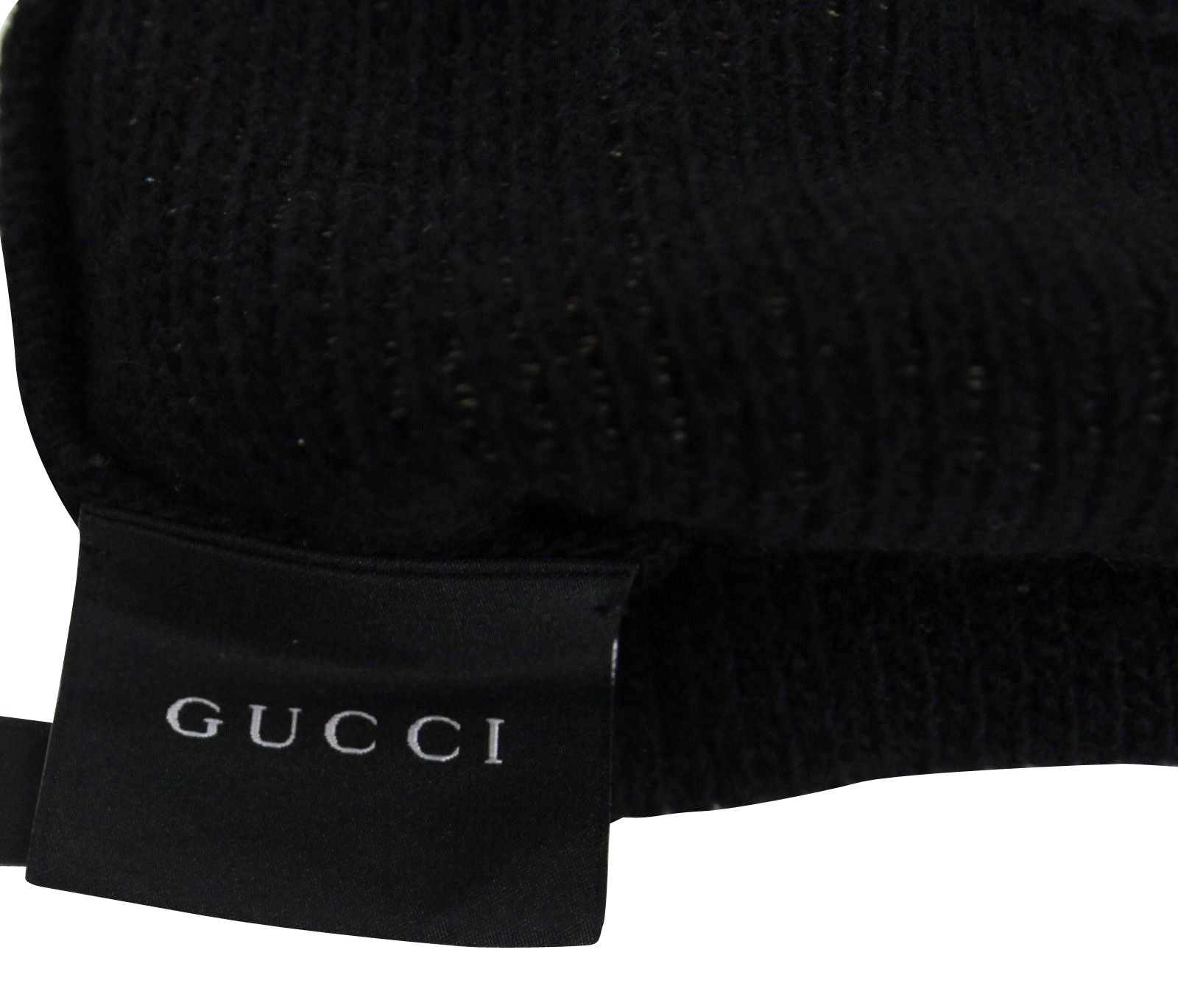 Gucci Unisex Black / Beige Wool Cashmere Cotton Knit Beanie Hat With Logo 352350 1079