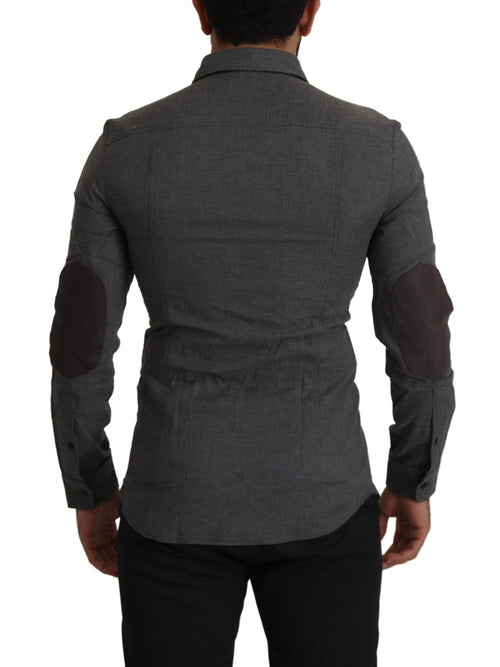 Costume National Sleek Gray Cotton Casual Button Front Men's Shirt