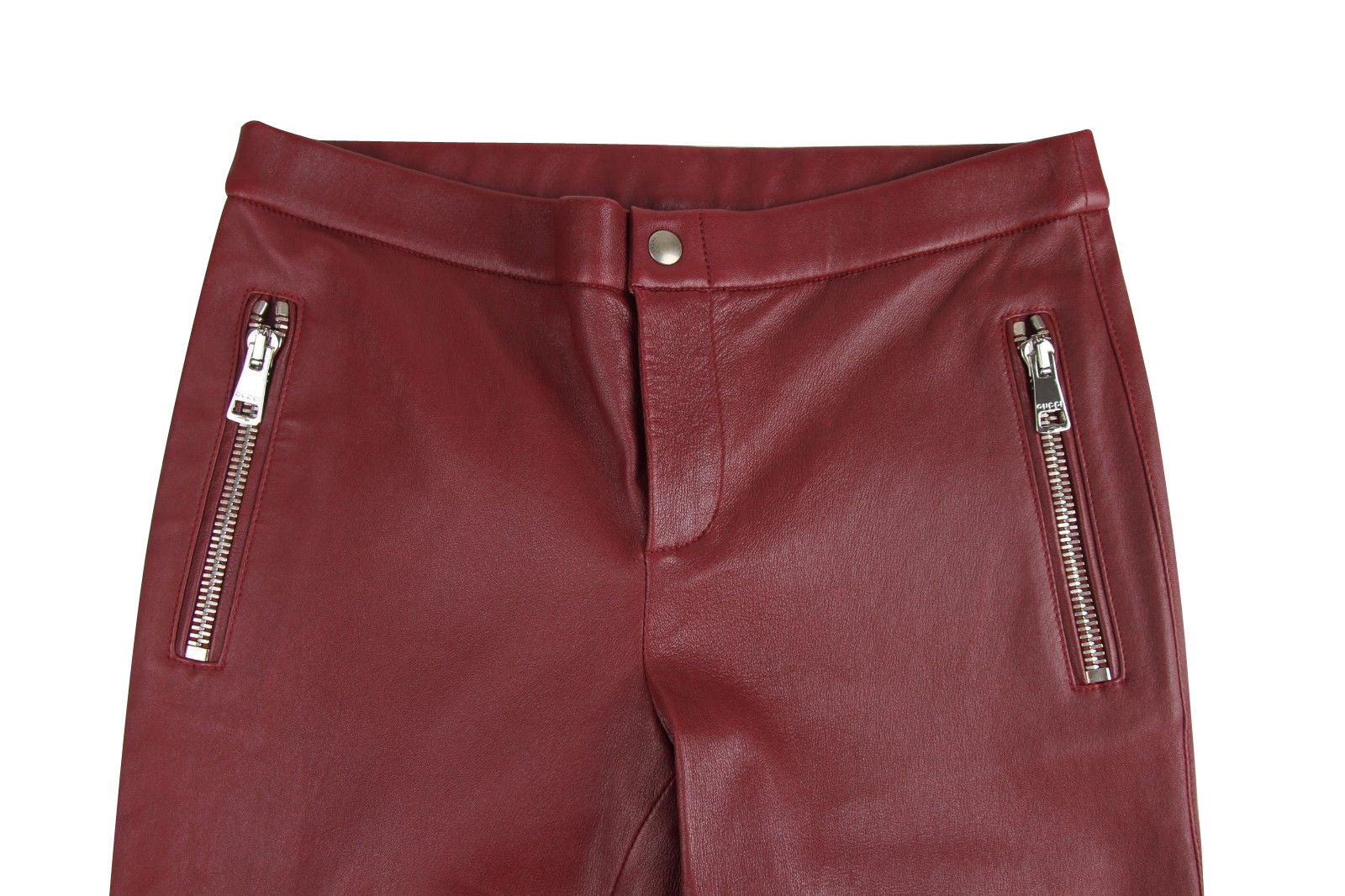 Gucci Women's Leggings Stretch Burgundy Lamb Leather Pant (38)