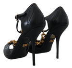 Dolce & Gabbana Elegant Gold-Embellished Leather Women's Sandals