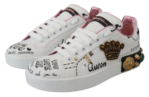 Dolce & Gabbana Queen Crown Chic Leather Women's Sneakers