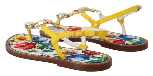 Dolce & Gabbana Majolica Crystal Embellished Leather Women's Sandals