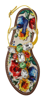 Dolce & Gabbana Majolica Crystal Embellished Leather Women's Sandals