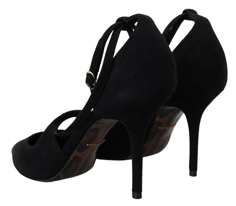 Dolce & Gabbana Elegant Ankle Strap Suede Women's Heels