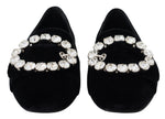 Dolce & Gabbana Chic Velvet Crystal-Embellished Women's Loafers