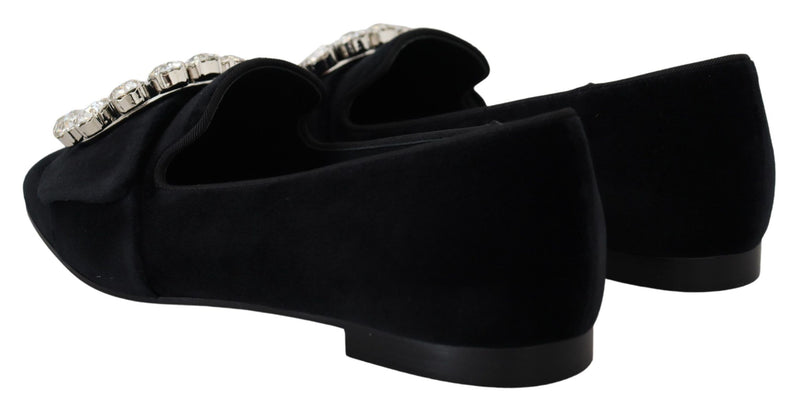 Dolce & Gabbana Chic Velvet Crystal-Embellished Women's Loafers