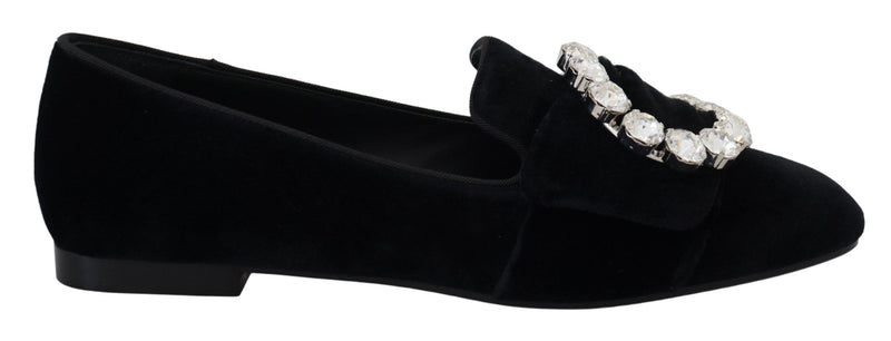 Dolce & Gabbana Chic Velvet Crystal-Embellished Women's Loafers