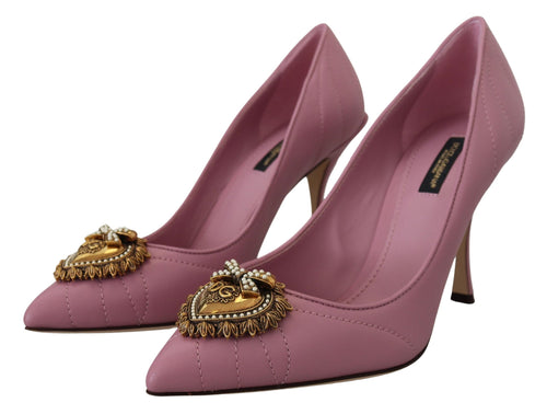 Dolce & Gabbana Devotion Leather Heels in Women's Pink