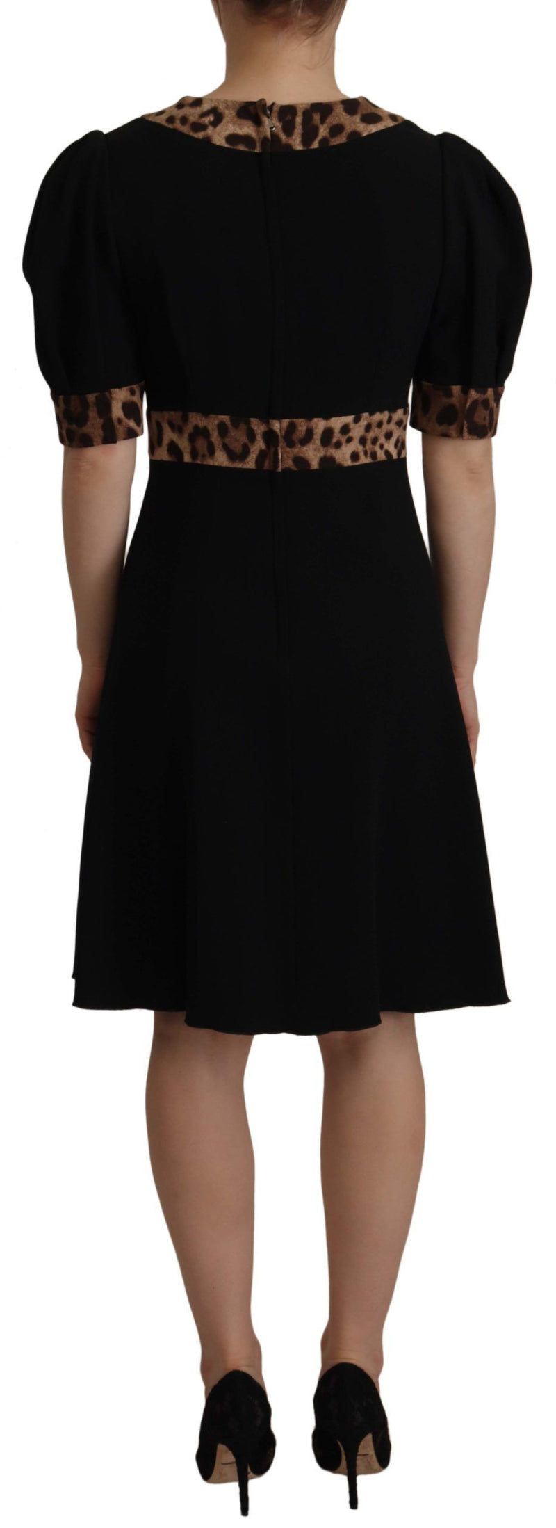 Dolce & Gabbana Elegant Black V-Neck A-Line Women's Dress