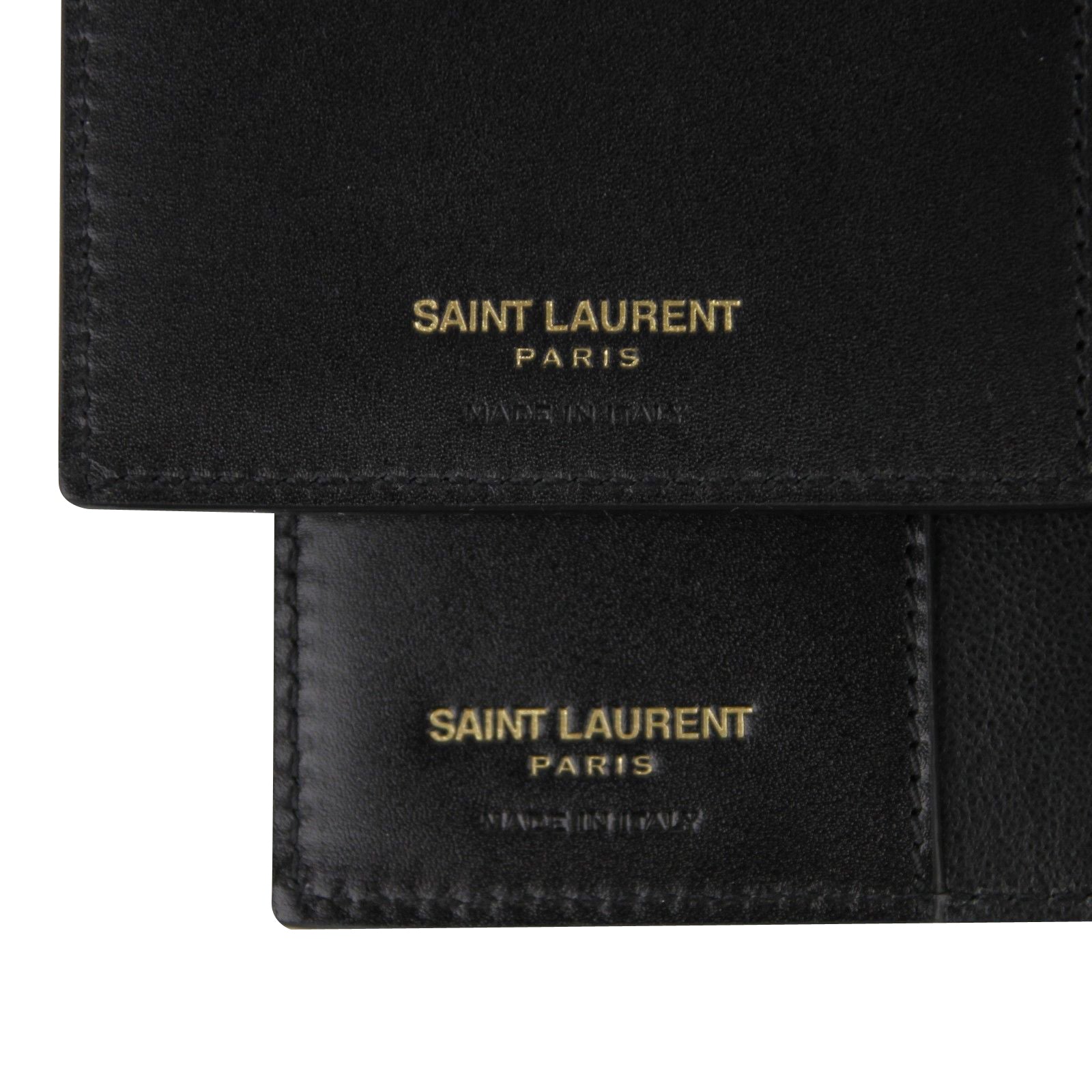 Saint Laurent Men's Black / Brown Supreme Canvas Leather Wallet With Slip Pocket Holder