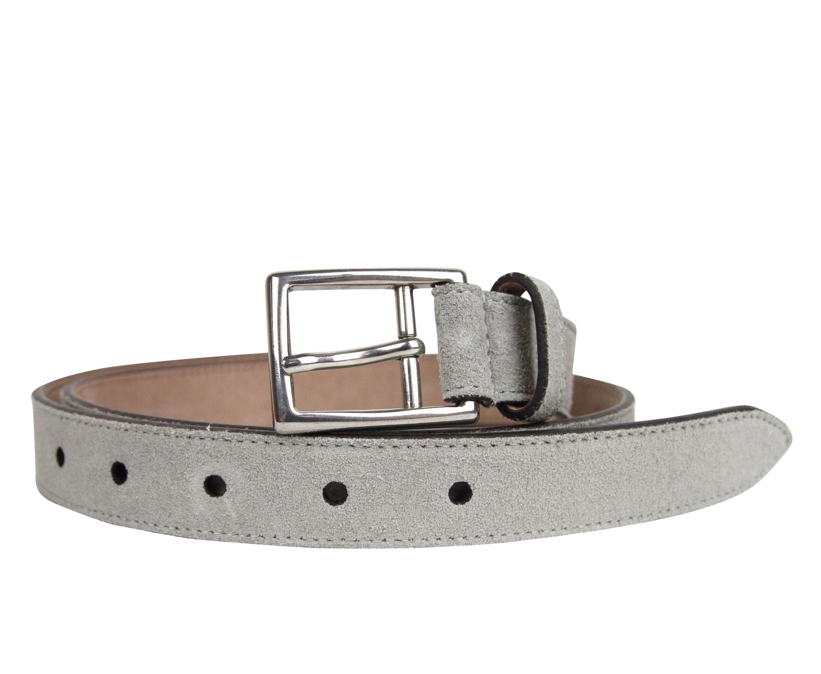 Gucci Men's Silver Light Gray Fabric Leather Belt Buckle 368193 1417