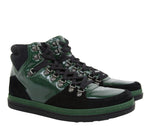 Gucci Contrast Combo High top Dark Green Suede Leather Sneaker 368496 1077