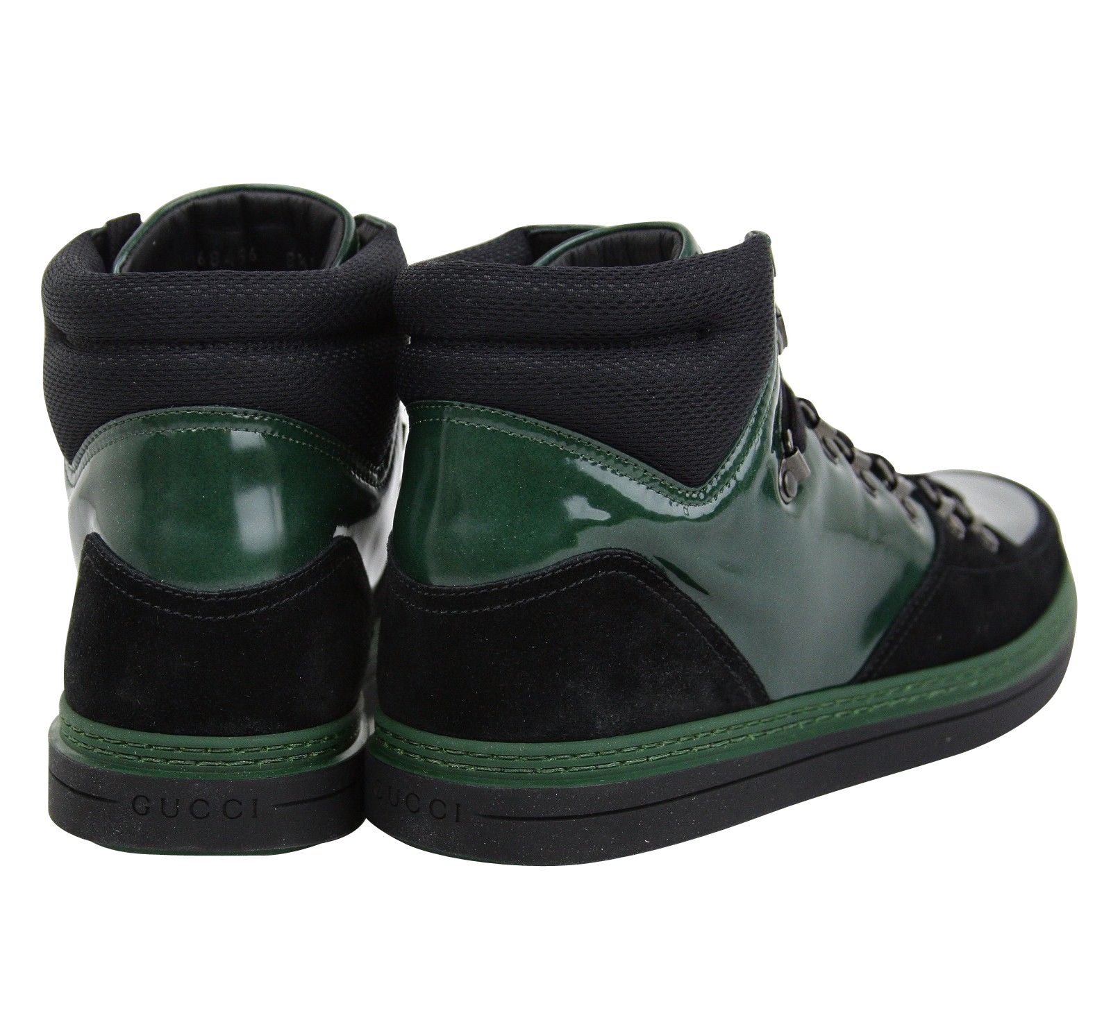 Gucci Contrast Combo High top Dark Green Suede Leather Sneaker 368496 1077