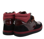 Gucci Contrast Combo Dark Red Patent Leather / Suede High top Sneaker 368496 1078