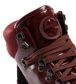 Gucci Contrast Combo Dark Red Patent Leather / Suede High top Sneaker 368496 1078