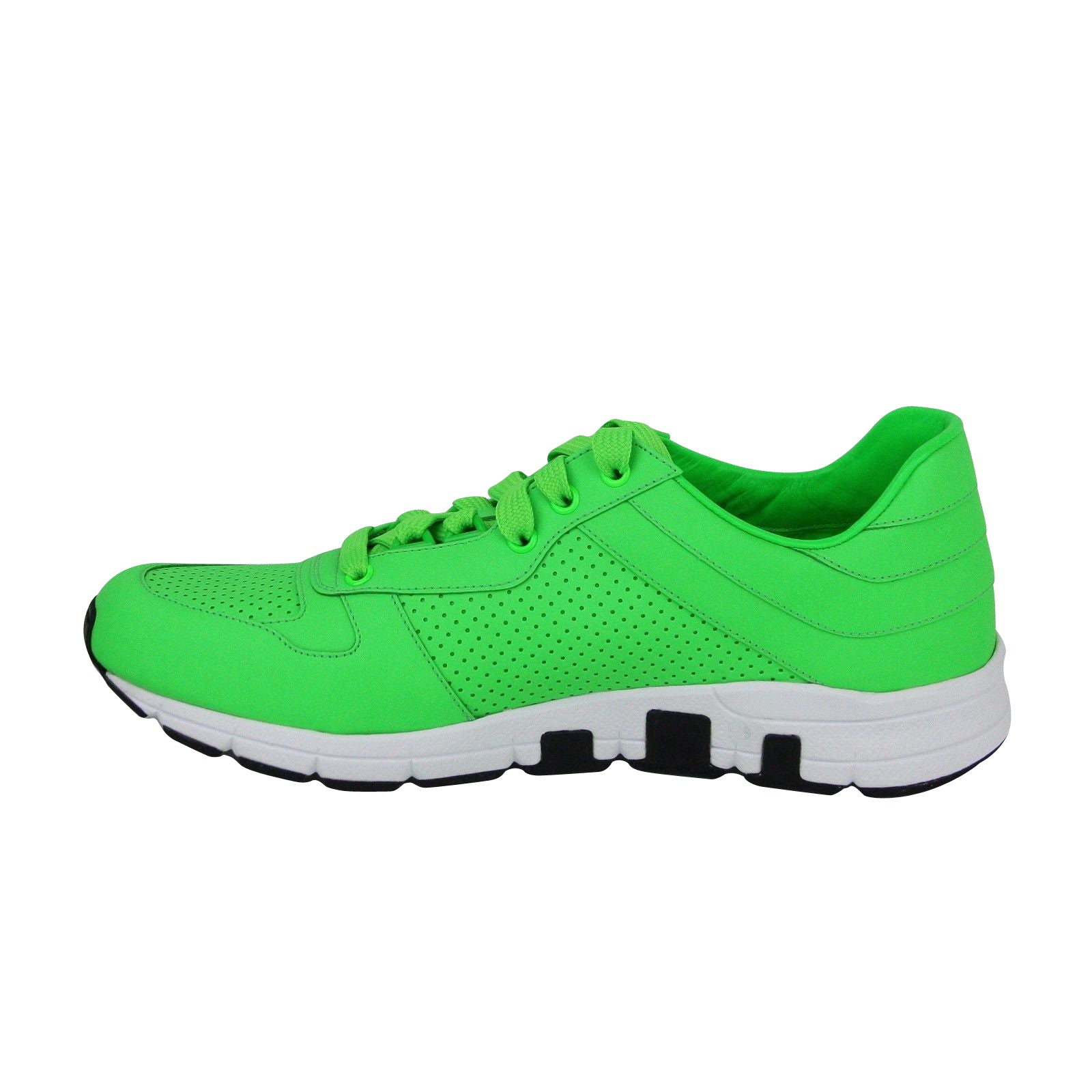 Gucci Men's Running Neon Green Leather Lace Up Sneakers