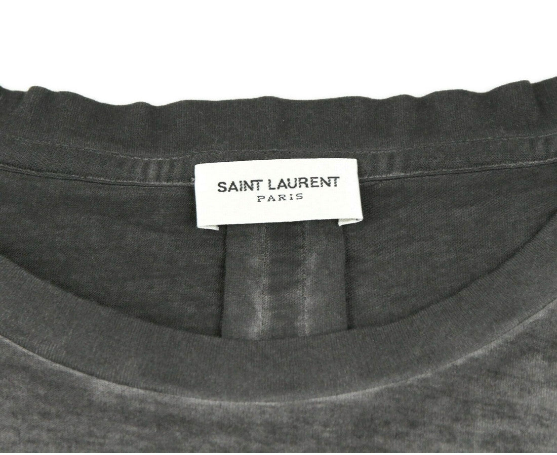 Saint Laurent Men s Grey Dyed Fine Knit Cotton T shirt