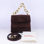 Salvatore Ferragamo Burgundy Suede Handbag (Pre-Owned)