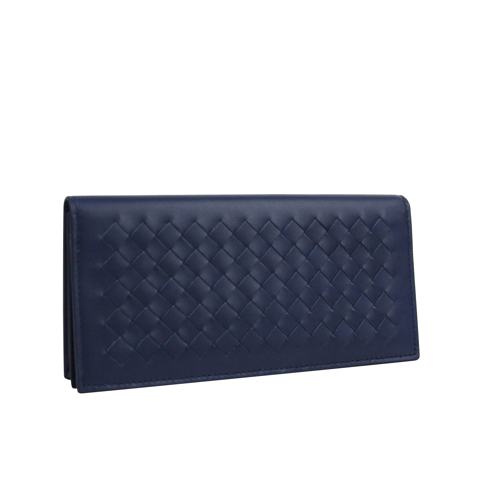 Bottega Veneta Men's Intercciaco Navy Blue Leather Wallet