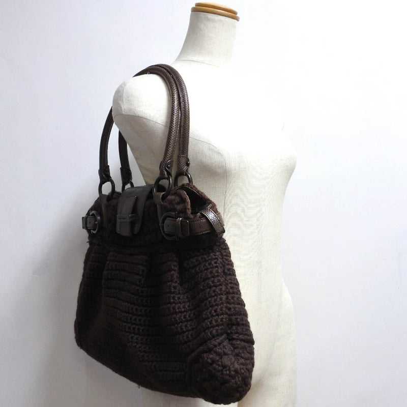 Salvatore Ferragamo Brown Wool Handbag (Pre-Owned)