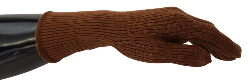 Dolce & Gabbana Elegant Brown Cashmere Winter Men's Gloves