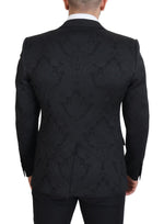 Dolce & Gabbana Elegant Black Martini Suit Jacket & Vest Men's Ensemble