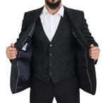 Dolce & Gabbana Elegant Black Martini Suit Jacket & Vest Men's Ensemble