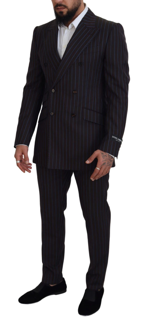 Dolce & Gabbana Elegant Black Striped Virgin Wool Men's Suit