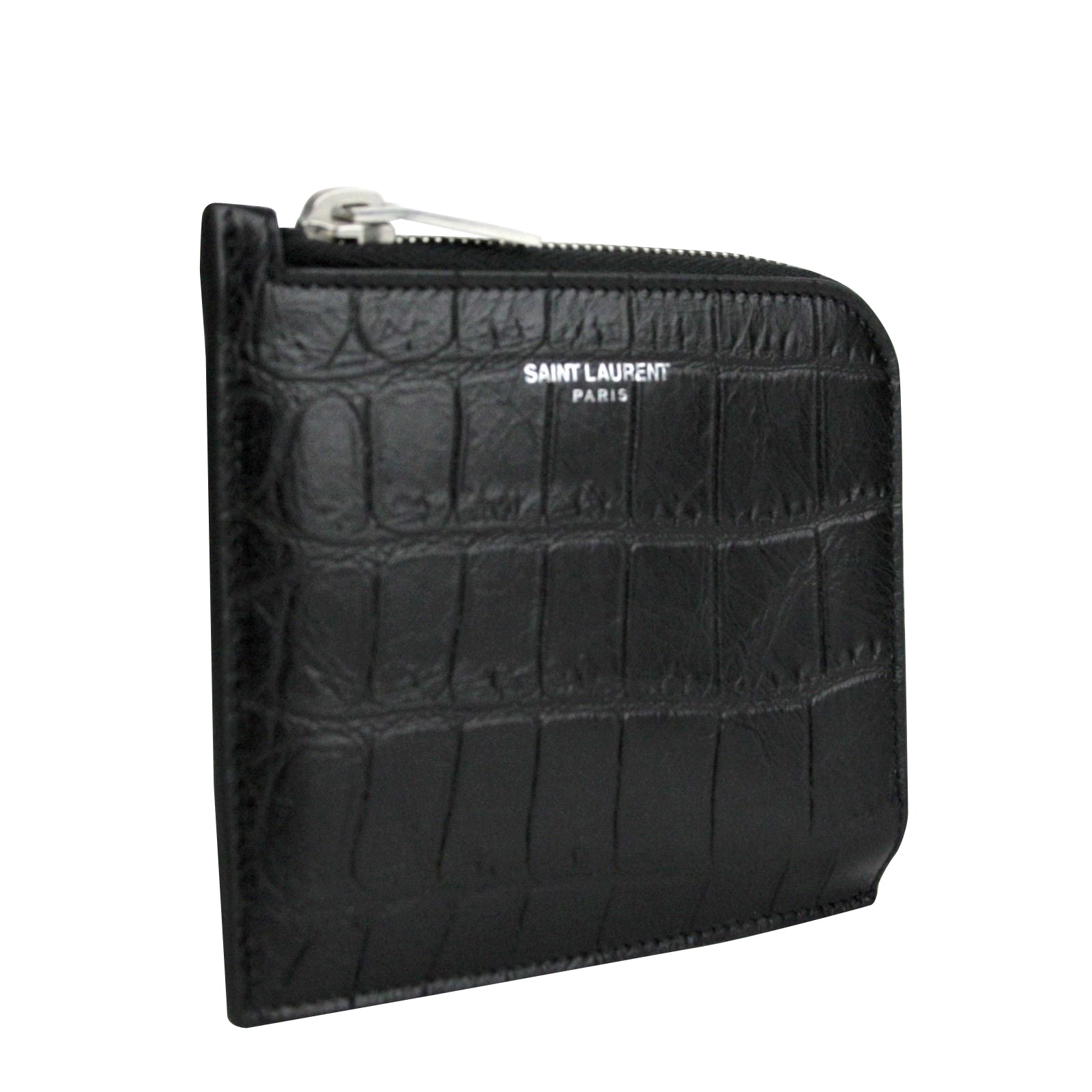 Saint Laurent Men's Croc Embossed Leather Wallet